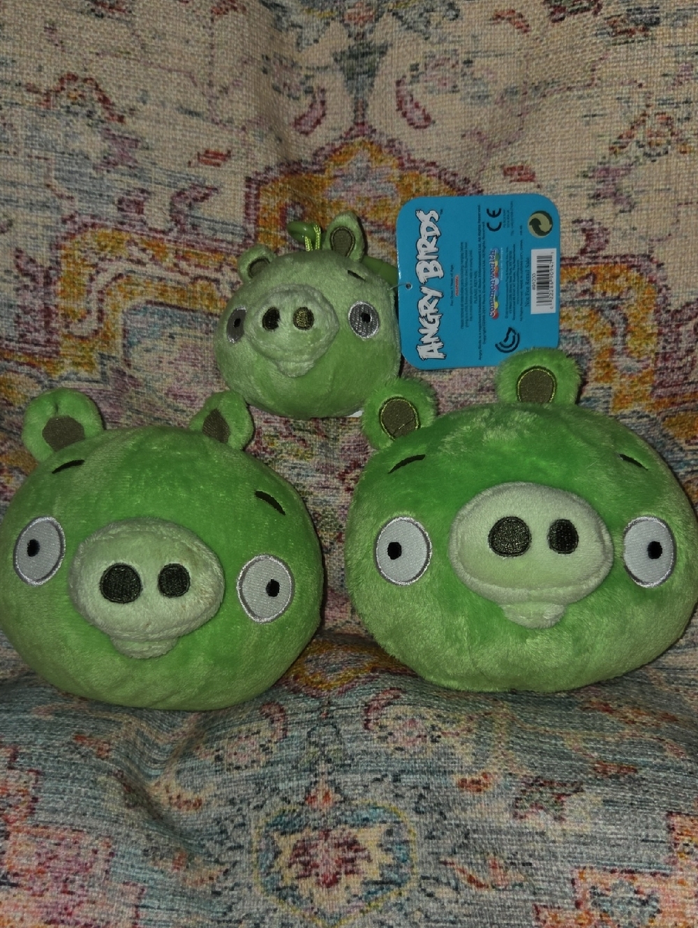 Angry Birds Pig Plush Lot 2 Large + Mini Keychain Tagged